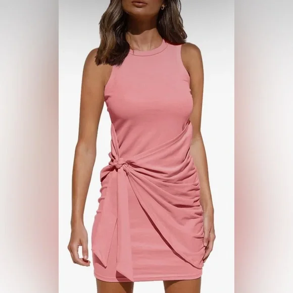 NWT  Women's 2023 Spring Casual Ruched Bodycon Dress MULTIPLE COLORS AVAILABLE - Picture 8 of 10